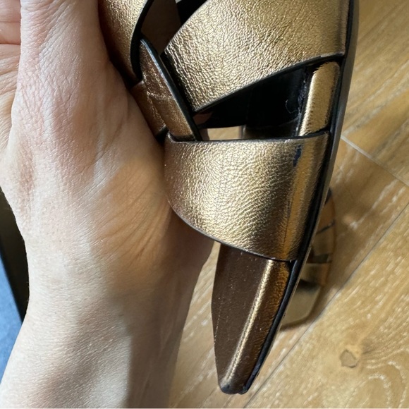 SAINT LAURENT Metallic Bronze Tribute Sandals - Size 40 1/2, 9 - Picture 5 of 10